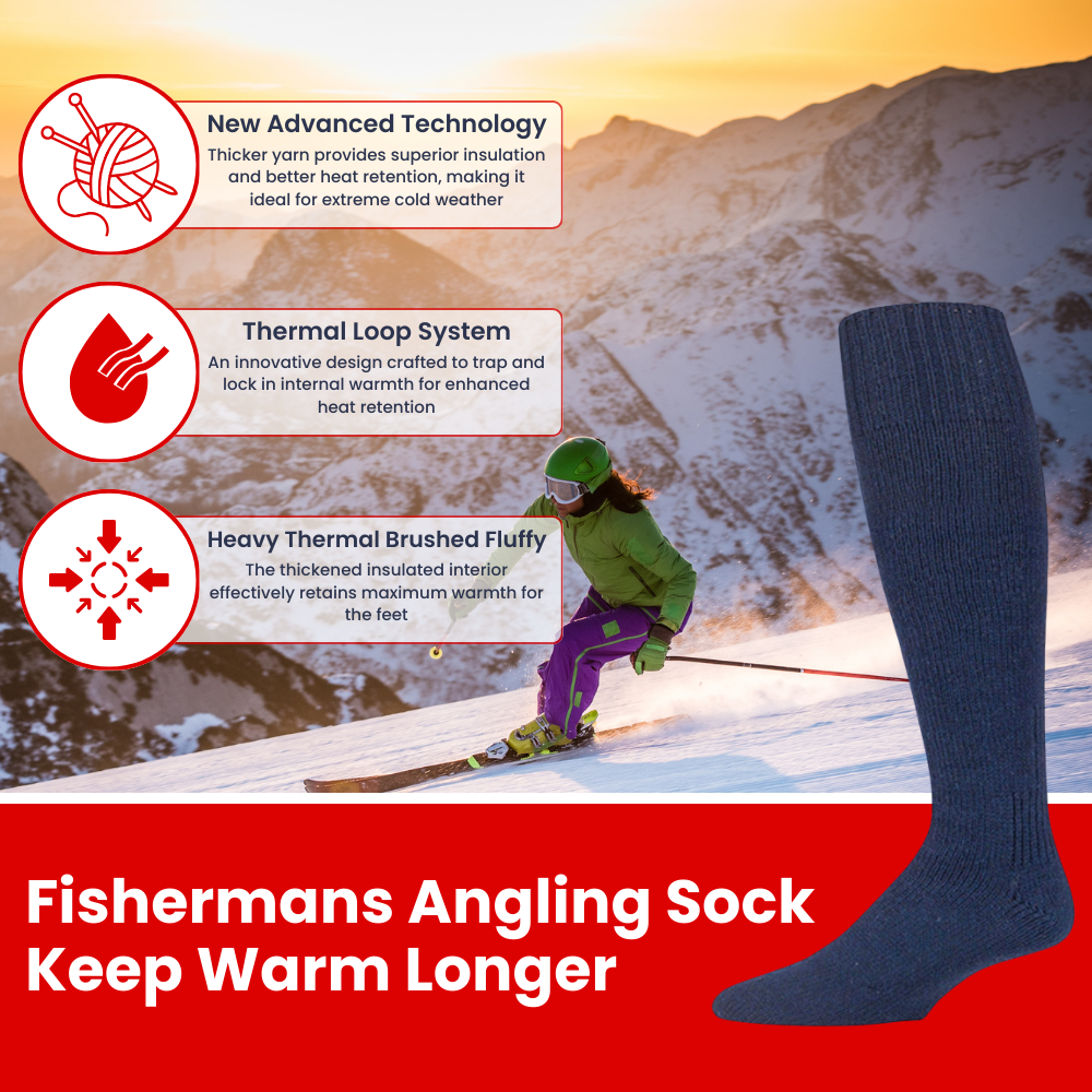 3 Pairs Mens Thermal Socks Thick and warm Boot Wool Fishing Socks, 6-11