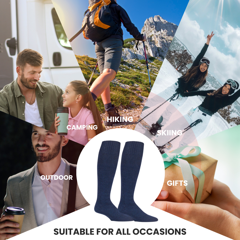 3 Pairs Mens Thermal Socks Thick and warm Boot Wool Fishing Socks, 6-11