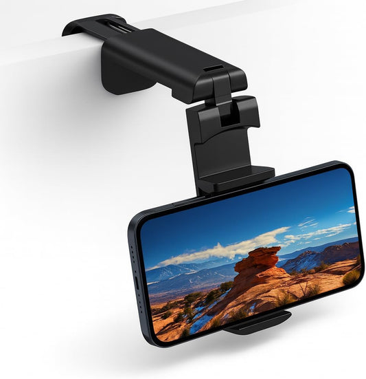 360 Degree Rotatable Adjustable Phone Holder - Airplane in Flight, Plastic Retractable, Foldable Travel Essential for Home/Office - Universal, Black