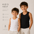 Boys Cotton Vests 6 Pack – Everyday Essentials (Ages 1–13) ( Black , White ).
