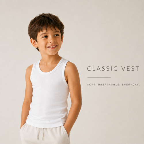 Boys Cotton Vests 6 Pack – Everyday Essentials (Ages 1–13) ( Black , White ).
