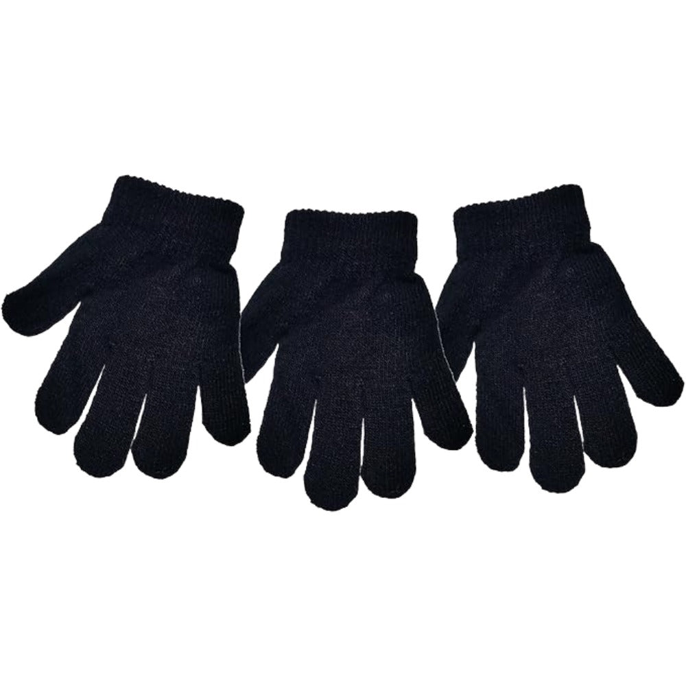3 Pairs Children's Magic Gloves Winter Warm Soft Strechy (Black)