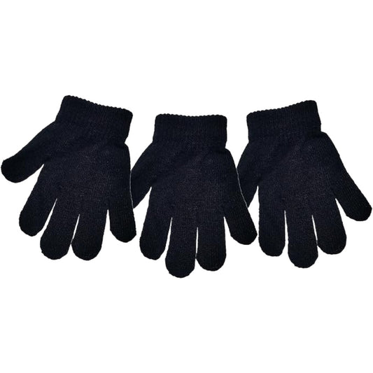 3 Pairs Children's Magic Gloves Winter Warm Soft Strechy (Black)
