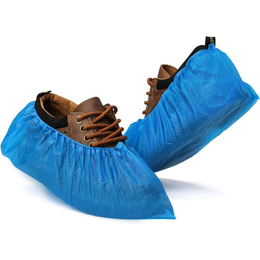 Fuxury 100 Pack (50 Pairs) Disposable Booties for Shoes Covers, Waterproof Shoe Booties Disposable Non Slip, Disposable Shoe Cover for Indoors, and Boot Covers Disposable Non Slip One Size Fits All
